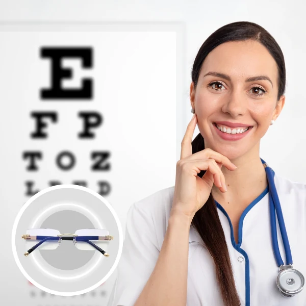 Doktorica s optometrijskom tablom