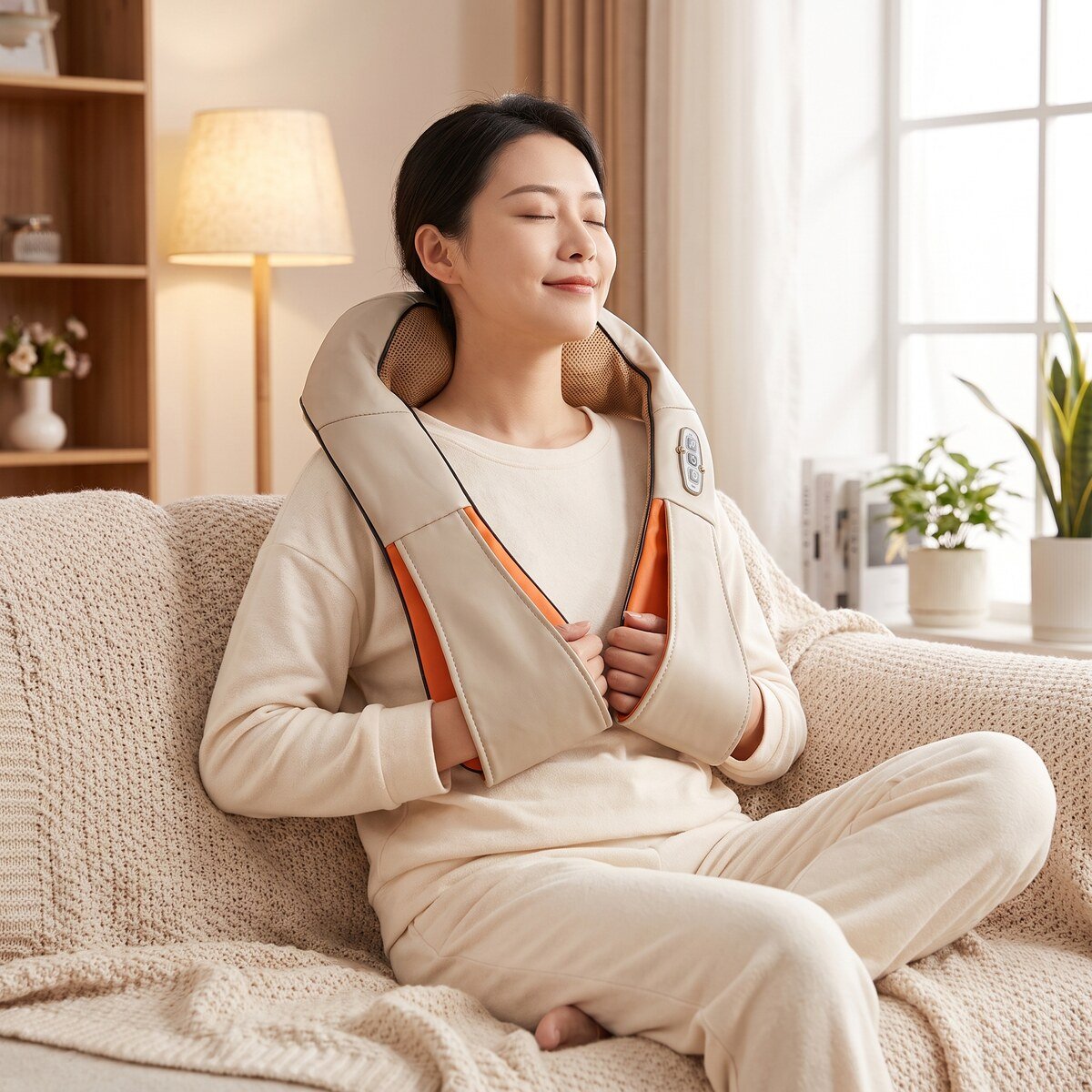 Shiatsu masažer na ramenima